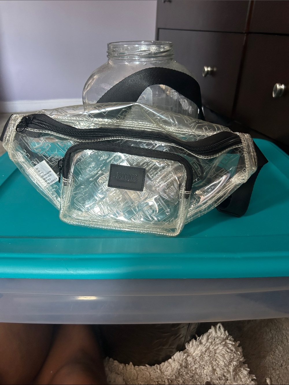 PINK Victoria's Secret Clear Fanny Pack with Black Trim
